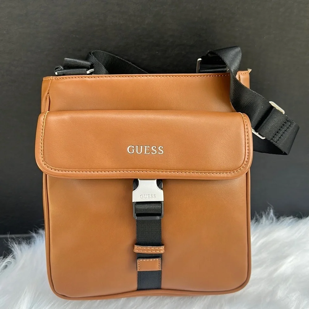 New Guess Scala Crossbody Bag Front Pocket Brown